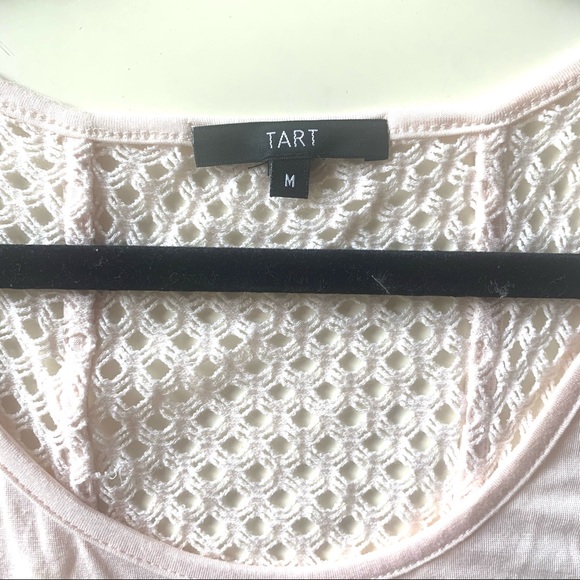 TART Pale pink flowy tank top Medium Delicate mesh Super soft Crochet back - Picture 9 of 9